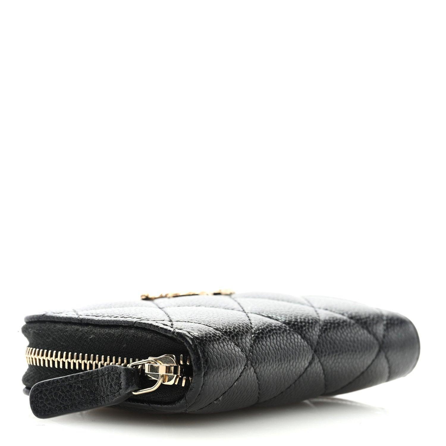 Chanel  Caviar Quilted Multi Chain CC Zip Coin Purse Black Banlieue91