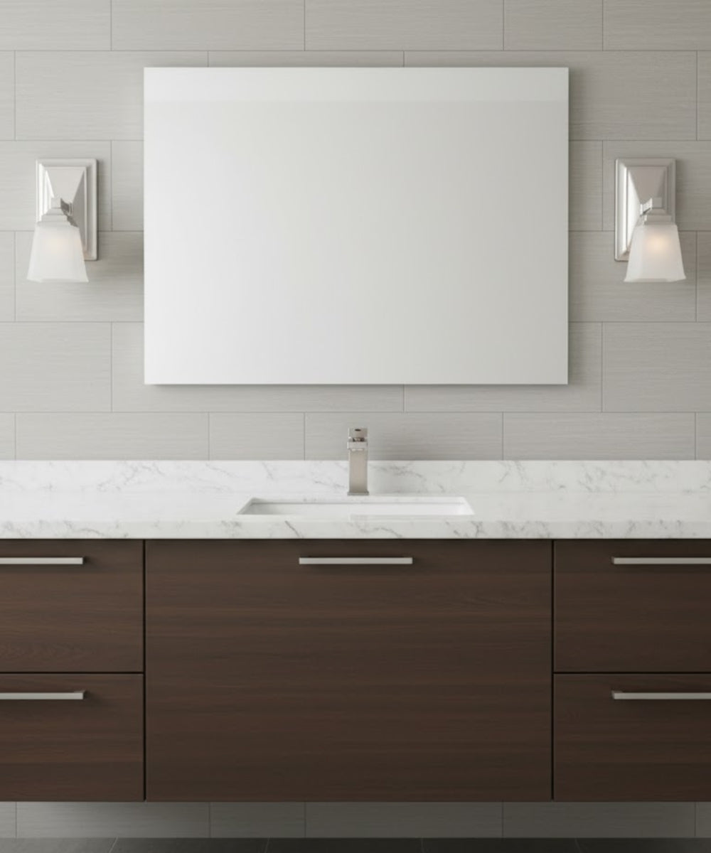 5"W 1-Light LED Bath Vanity Light Fixture Brushed Nickel Finish with Square Shade LampsUSA