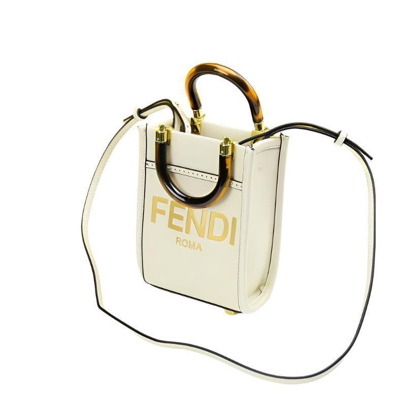 Fendi  Vitello King Plexiglass Logo Embossed Mini Fendi Sunshine Shopper Tote
