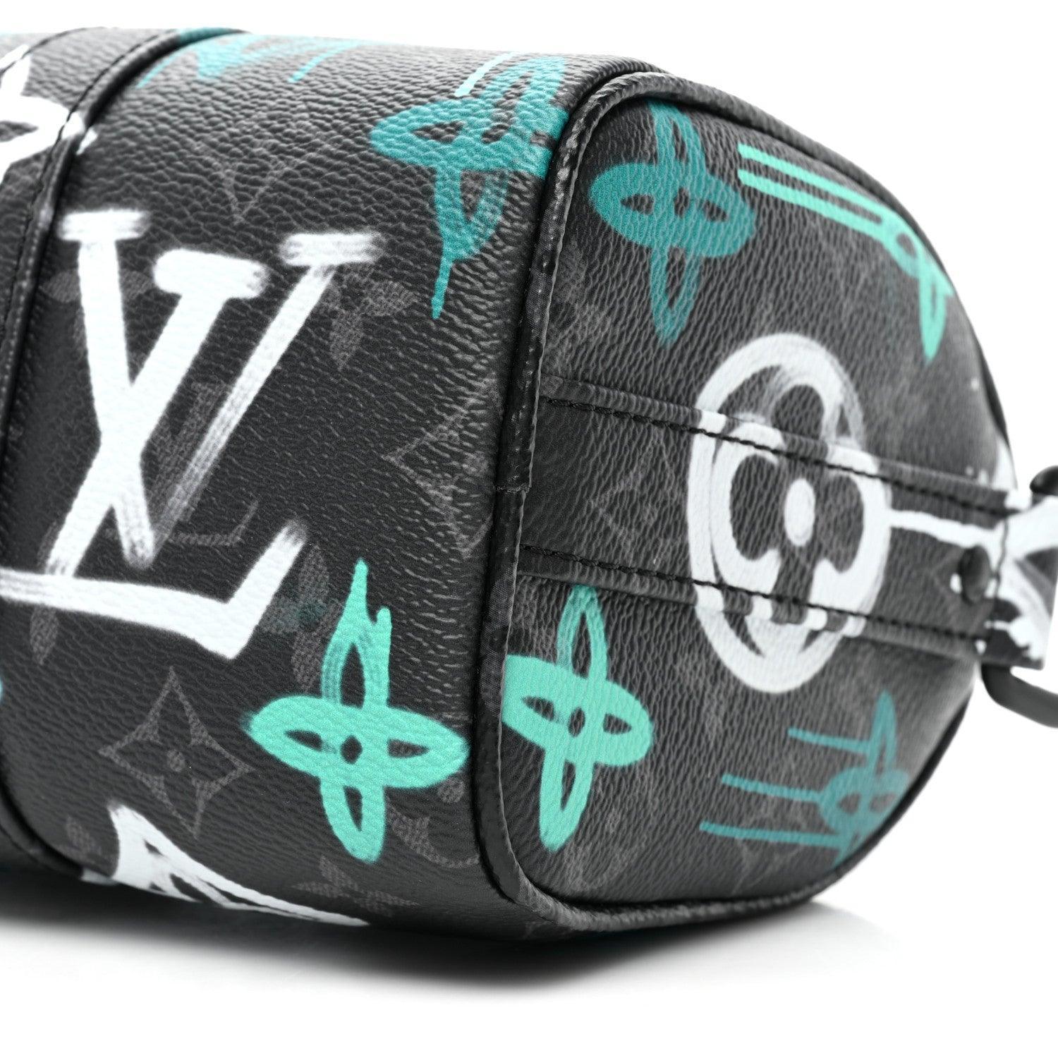 Louis Vuitton Monogram Eclipse LV Graffiti Keepall Bandouliere 25 'Green Light' Banlieue91