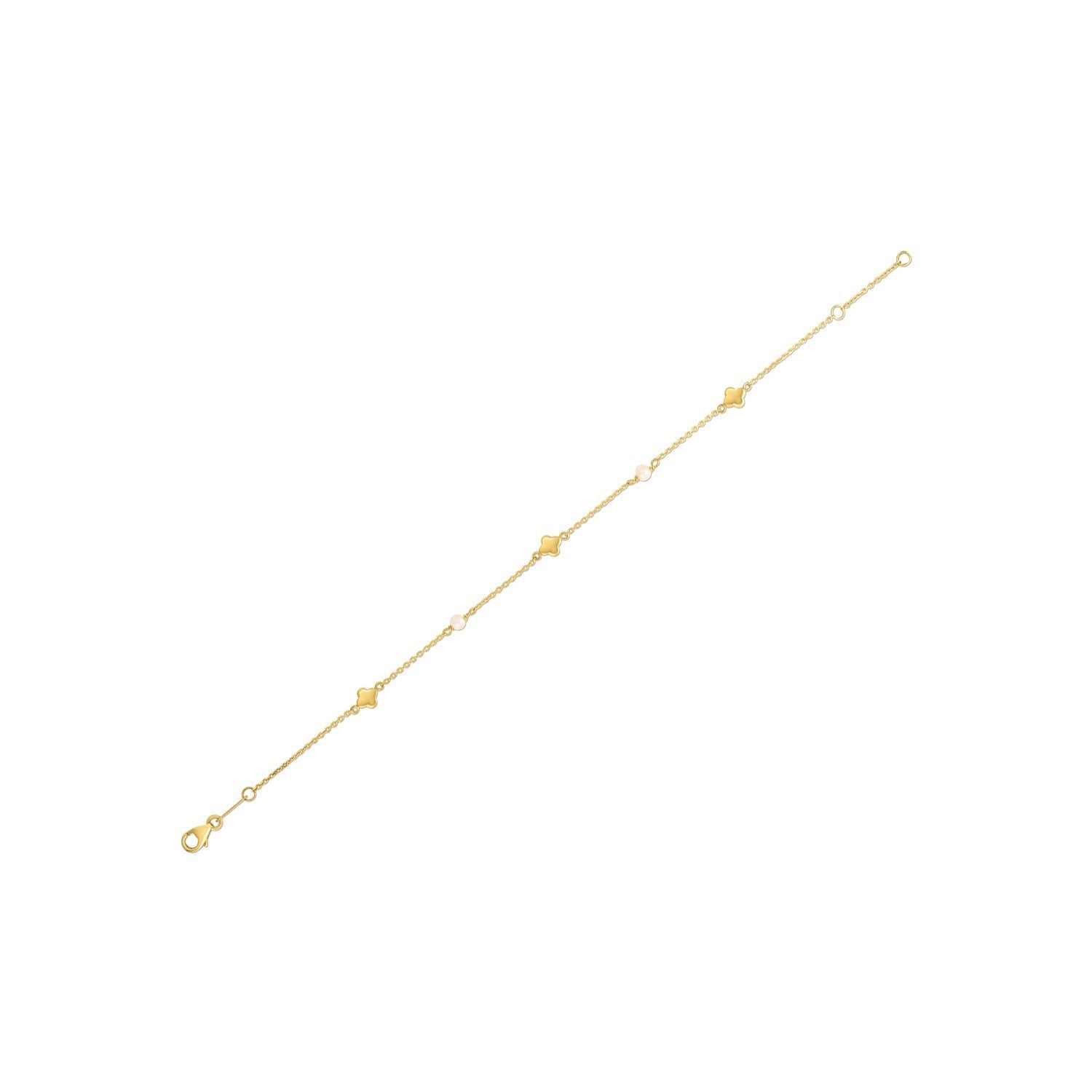 14k Yellow Gold Pearl Clover Bracelet Bids.com