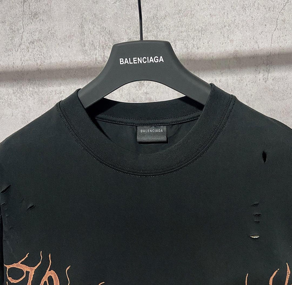 Balenciaga Faded Black T-Shirt Without Collar Banlieue91