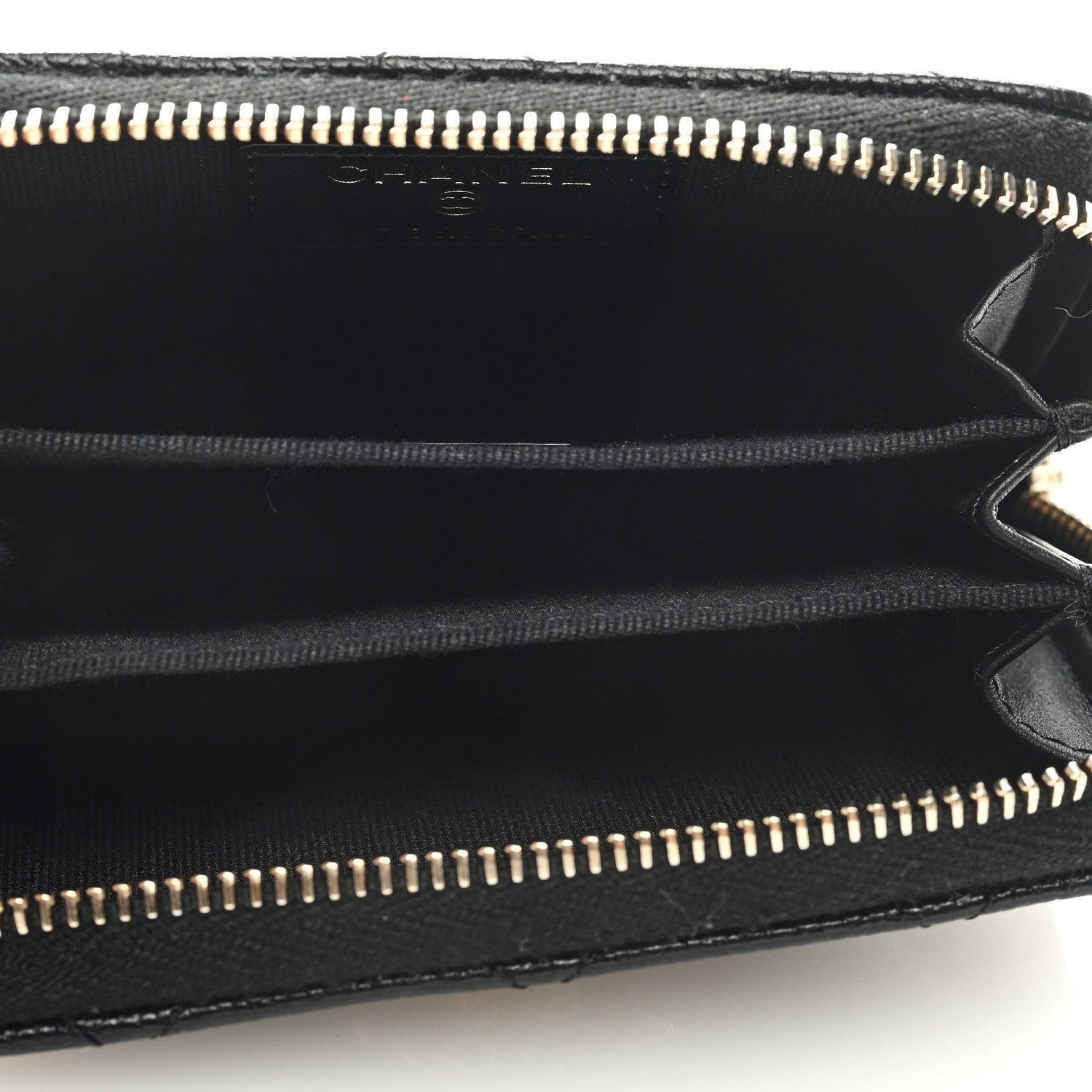 Chanel  Caviar Quilted Multi Chain CC Zip Coin Purse Black Banlieue91