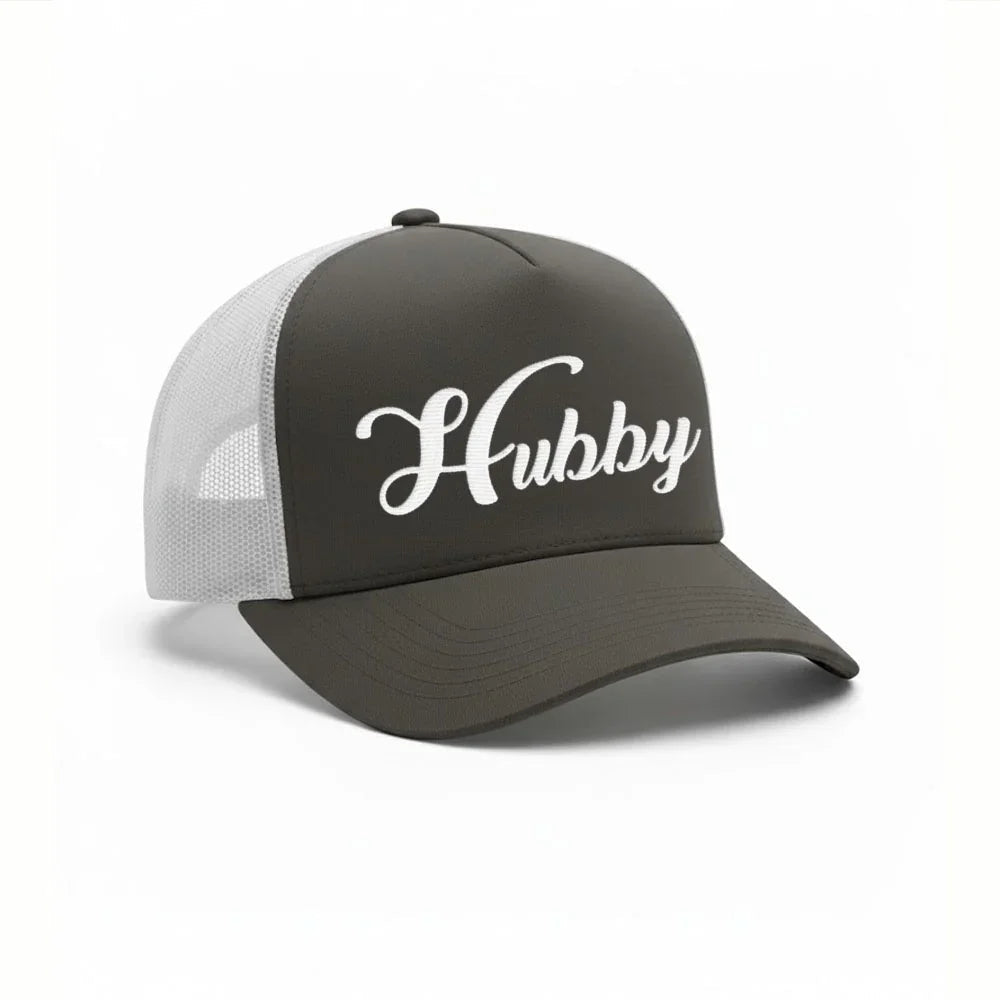 Embroidered Hubby Trucker Hat – Classic Mesh Cap for Wedding or Anniversary Adorb Custom Tees
