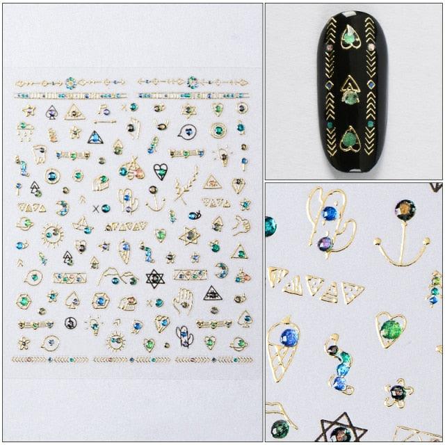Charm 3D Colorful Nail Sticker Jewelry Design For Nails Sliders Tips Manicure Decoration Decoration Including Hearts Stars Letters Bowknot Leaves Flowers Plants Fruits Butterflies for Woman Decoration Nail Art Nail Ornament Self Adhesive Nail Decals