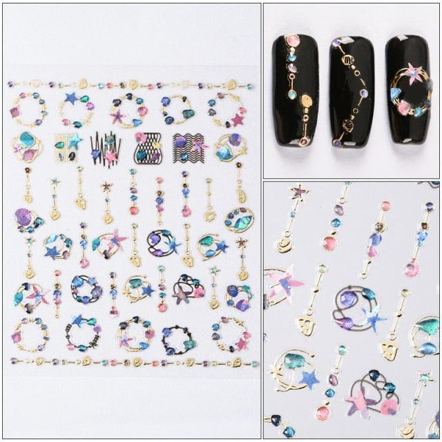 Charm 3D Colorful Nail Sticker Jewelry Design For Nails Sliders Tips Manicure Decoration Decoration Including Hearts Stars Letters Bowknot Leaves Flowers Plants Fruits Butterflies for Woman Decoration Nail Art Nail Ornament Self Adhesive Nail Decals