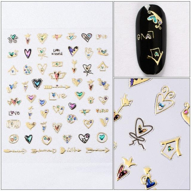 Charm 3D Colorful Nail Sticker Jewelry Design For Nails Sliders Tips Manicure Decoration Decoration Including Hearts Stars Letters Bowknot Leaves Flowers Plants Fruits Butterflies for Woman Decoration Nail Art Nail Ornament Self Adhesive Nail Decals