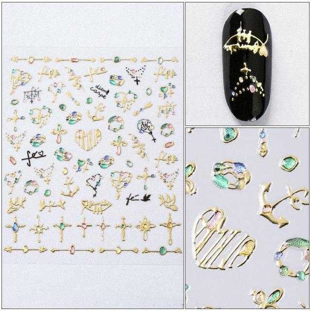 Charm 3D Colorful Nail Sticker Jewelry Design For Nails Sliders Tips Manicure Decoration Decoration Including Hearts Stars Letters Bowknot Leaves Flowers Plants Fruits Butterflies for Woman Decoration Nail Art Nail Ornament Self Adhesive Nail Decals