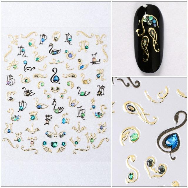 Charm 3D Colorful Nail Sticker Jewelry Design For Nails Sliders Tips Manicure Decoration Decoration Including Hearts Stars Letters Bowknot Leaves Flowers Plants Fruits Butterflies for Woman Decoration Nail Art Nail Ornament Self Adhesive Nail Decals