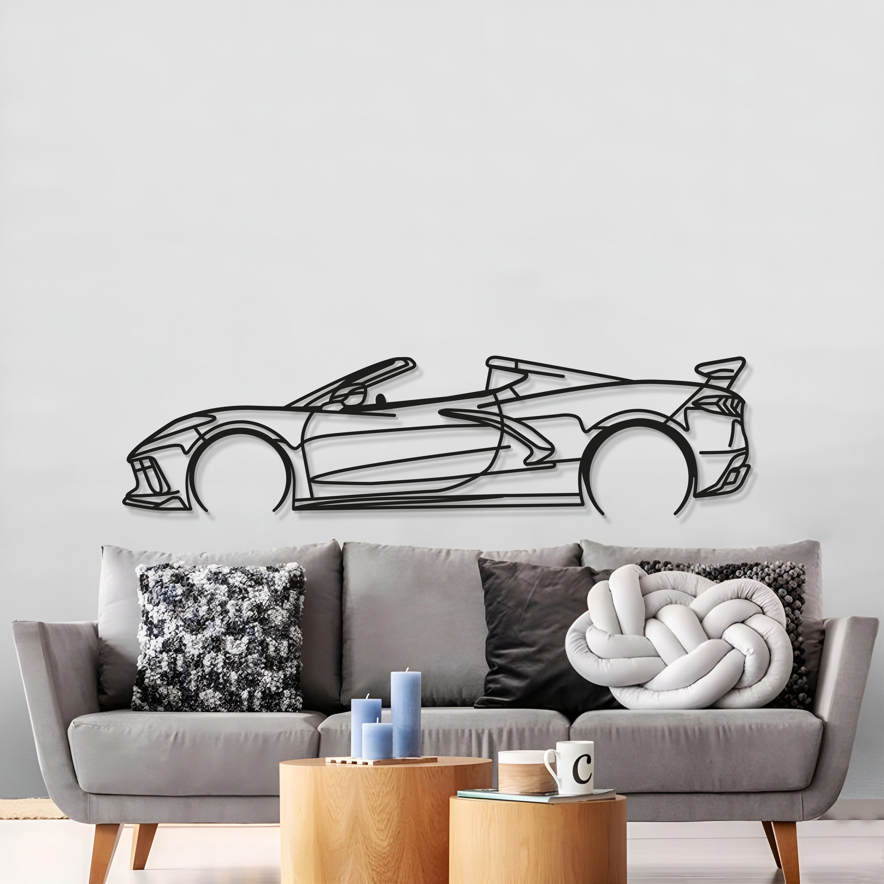Corvette C8 Detailed Metal Car Wall Art - MT0922 Modello Turbo