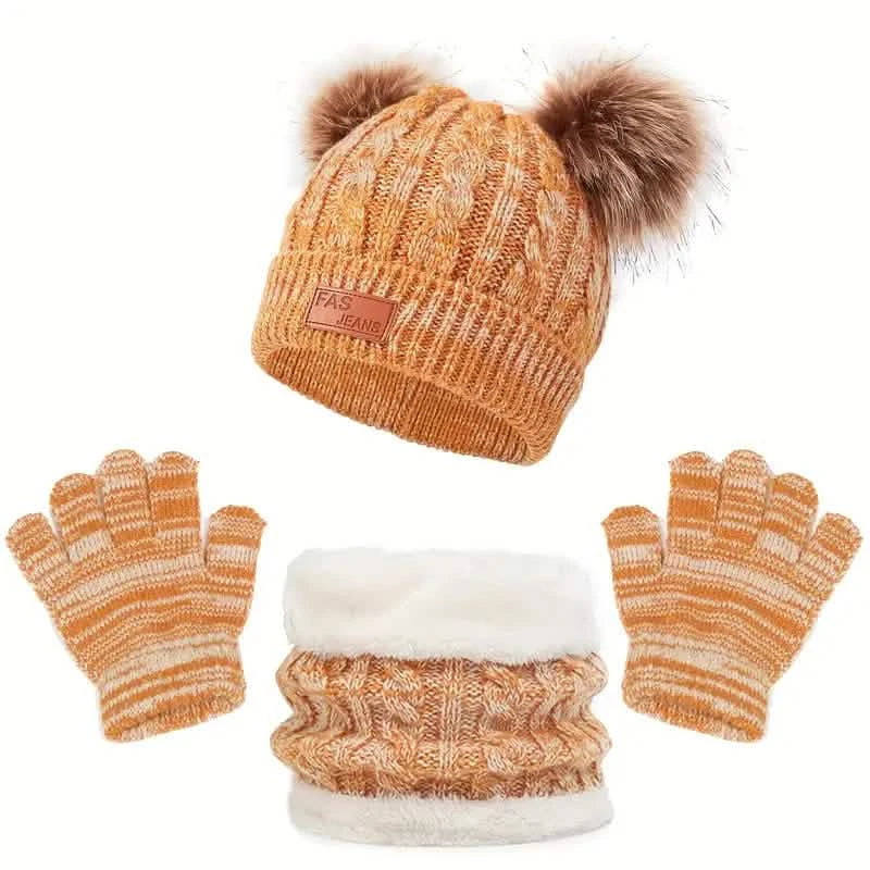 Children's Winter Knitted Wool Lining Warm Hat, Scarf, Glove Set For 2-5 Year Old Boys And Girls DailySale