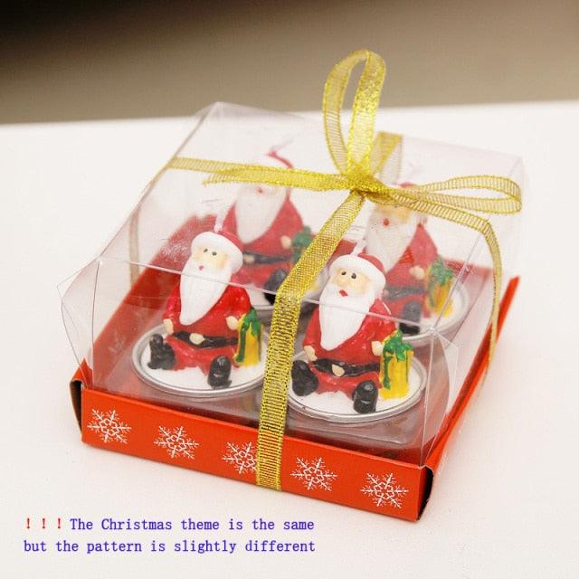 Christmas Candles Paraffin Home Desktop Decorations Tea light Candles Handmade Delicate Santa Snowman Acorn Tree Candles For Christmas Home Decoration Gifts Wedding Party Holiday Lights Christmas Ornaments