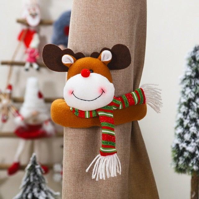 Christmas Curtain Buckle Tieback Flannel Door Curtain Home DecorateChristmas Trees New Year Snowmen Window Decorations Curtain Holdback Fastener Clamp Wine Bottle Topper Hugger Holder Snowman Christmas Ornaments Home Decor Stevvex
