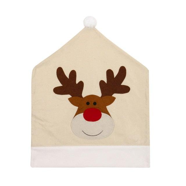 Christmas Hat Chair Cover Xmas Santa Claus Deer Elk Dining Chair Covers for Kitchen Placemat Dining Seat Christmas Home Decor r Back Cover Removable Washable Chair Protector Cover For Kitchen Dining Room Chairs and Living Room 50x60cm Stevvex