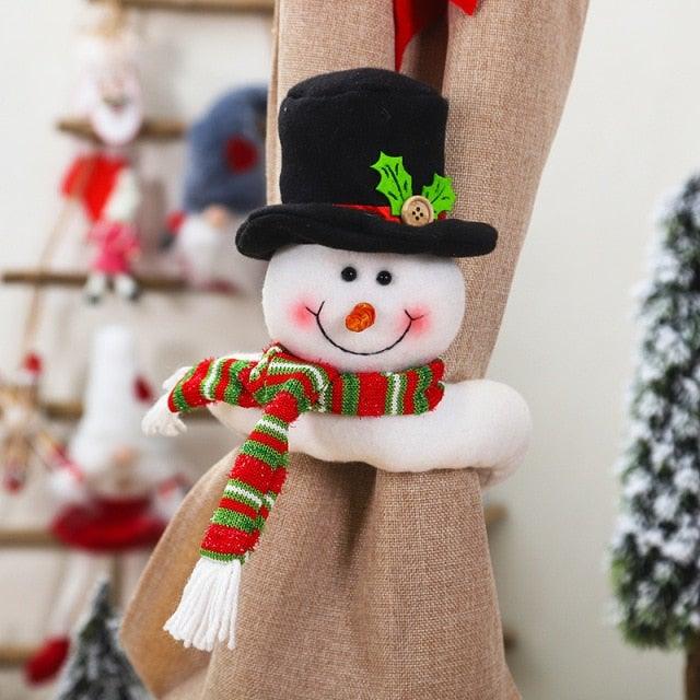 Christmas Plaid Curtain Buckle Santa Snowman Curtain Tiebacks Tie Rope Christmas Decor Curtain Buckle Santa Claus Holdback Decor Snowman Drapes Holder For Home Window Xmas Ornaments Gift Stevvex