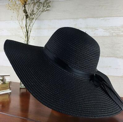 Classic Design Wide Elegant Hat New Simple Foldable Wide Floppy Girls Straw Hat Sun Hat Beach Women Summer Hat UV Protect Travel Cap Lady Cap Female Outdoor Summer Hat Stevvex