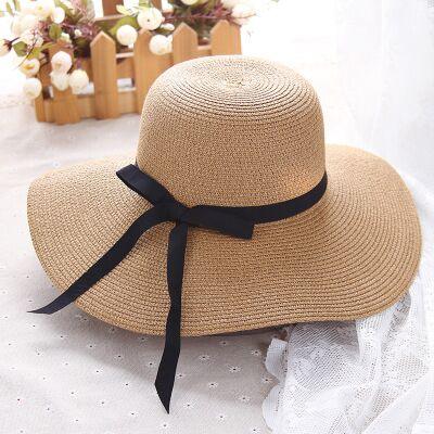 Classic Design Wide Elegant Hat New Simple Foldable Wide Floppy Girls Straw Hat Sun Hat Beach Women Summer Hat UV Protect Travel Cap Lady Cap Female Outdoor Summer Hat Stevvex