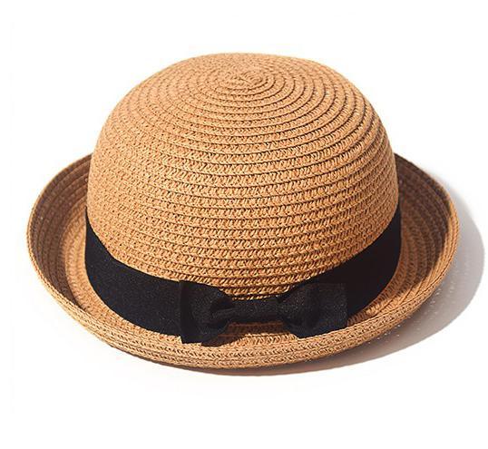 Classic Simple Female Hat For Summer Beach Hat Casual Lady Summer Solid Color Straw Hat Women Elegant Hat Traveling Hats UV Protection Sun Cap Women Flat Bowknot Design Cute Cap Girls Hat 56-58cm Stevvex