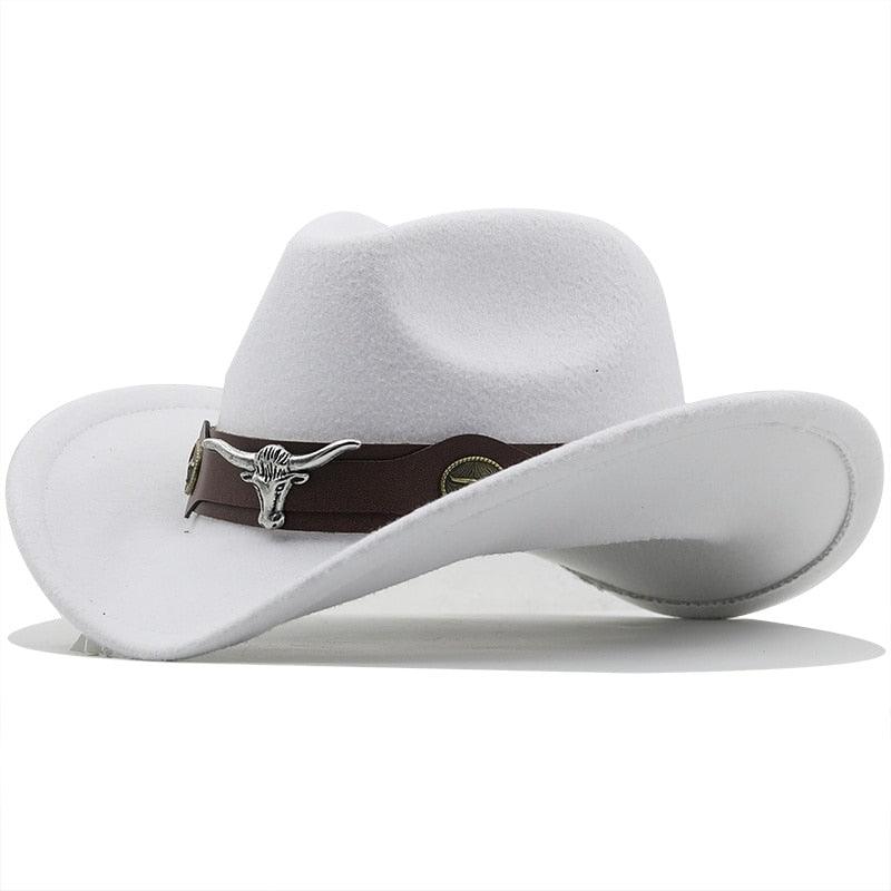 Classic Simple Women Men Wool Western Cowboy Hat Women Men's Western Cowboy Unisex Hat Gentleman Wide Brim Hat Dad Cowgirl Hats Cowgirl Hats With Wide Belt Stevvex