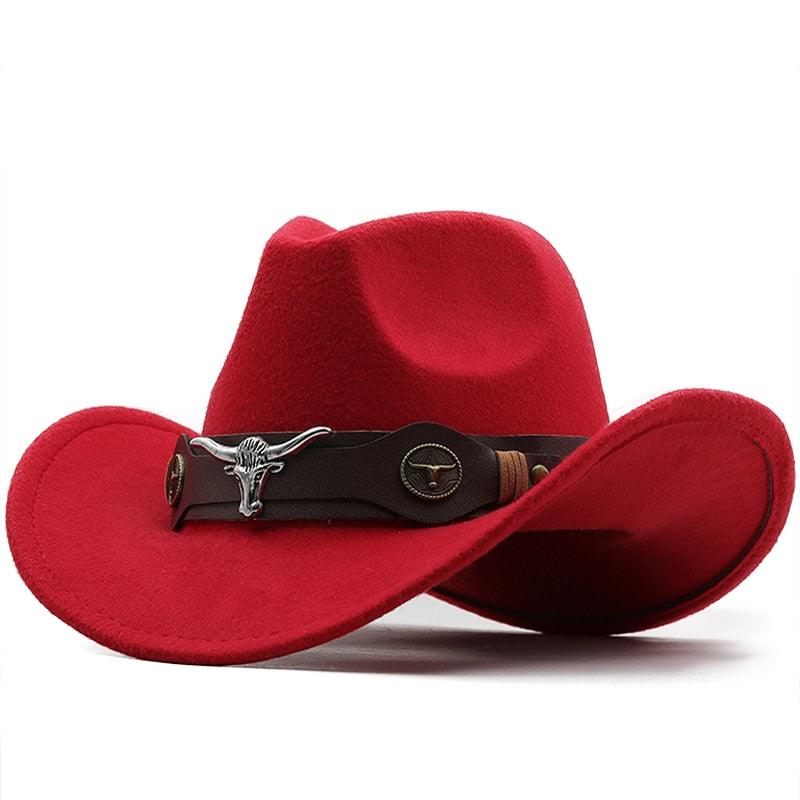 Classic Simple Women Men Wool Western Cowboy Hat Women Men's Western Cowboy Unisex Hat Gentleman Wide Brim Hat Dad Cowgirl Hats Cowgirl Hats With Wide Belt Stevvex