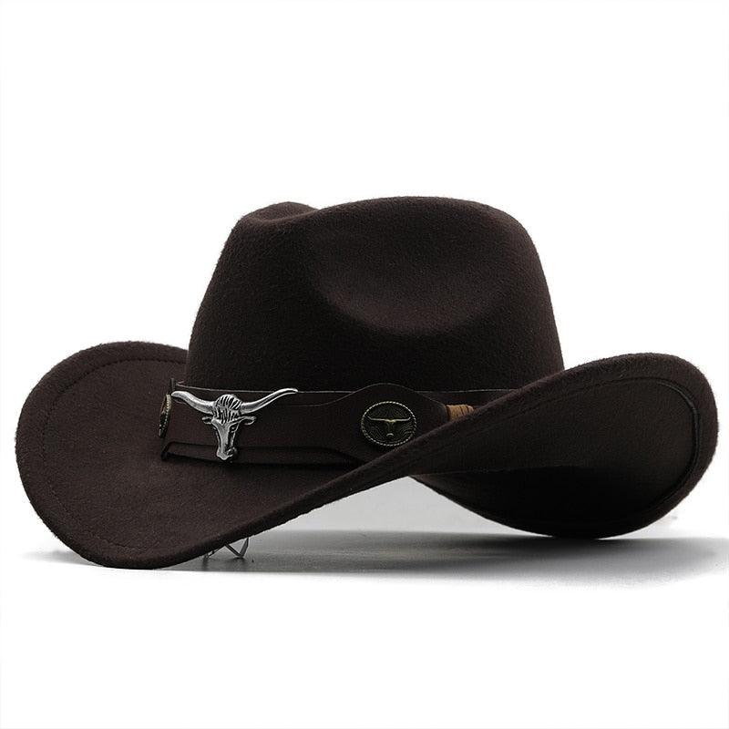 Classic Simple Women Men Wool Western Cowboy Hat Women Men's Western Cowboy Unisex Hat Gentleman Wide Brim Hat Dad Cowgirl Hats Cowgirl Hats With Wide Belt Stevvex