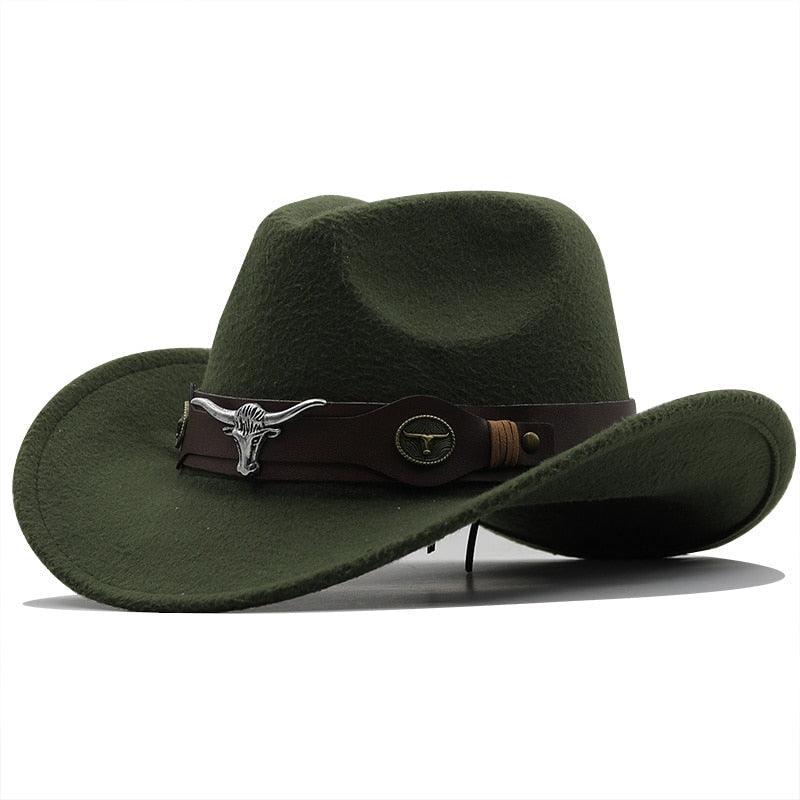 Classic Simple Women Men Wool Western Cowboy Hat Women Men's Western Cowboy Unisex Hat Gentleman Wide Brim Hat Dad Cowgirl Hats Cowgirl Hats With Wide Belt Stevvex