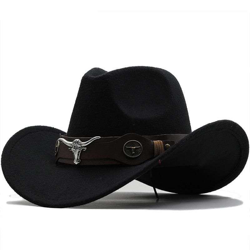 Classic Simple Women Men Wool Western Cowboy Hat Women Men's Western Cowboy Unisex Hat Gentleman Wide Brim Hat Dad Cowgirl Hats Cowgirl Hats With Wide Belt Stevvex