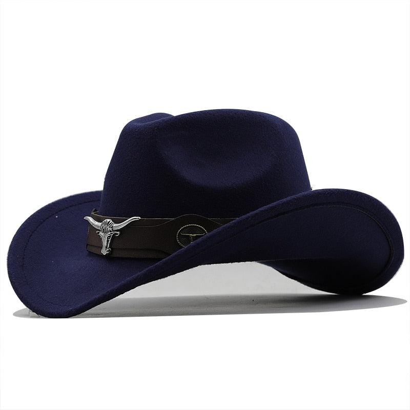 Classic Simple Women Men Wool Western Cowboy Hat Women Men's Western Cowboy Unisex Hat Gentleman Wide Brim Hat Dad Cowgirl Hats Cowgirl Hats With Wide Belt Stevvex