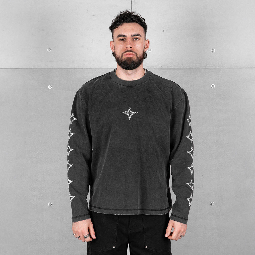 Commons No Mercy Star Long Sleeve Tee Vintage Black