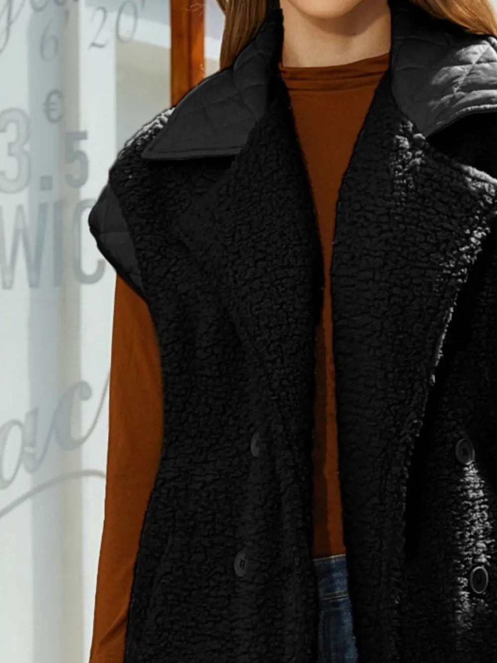 Collared Neck Button Up Vest Coat