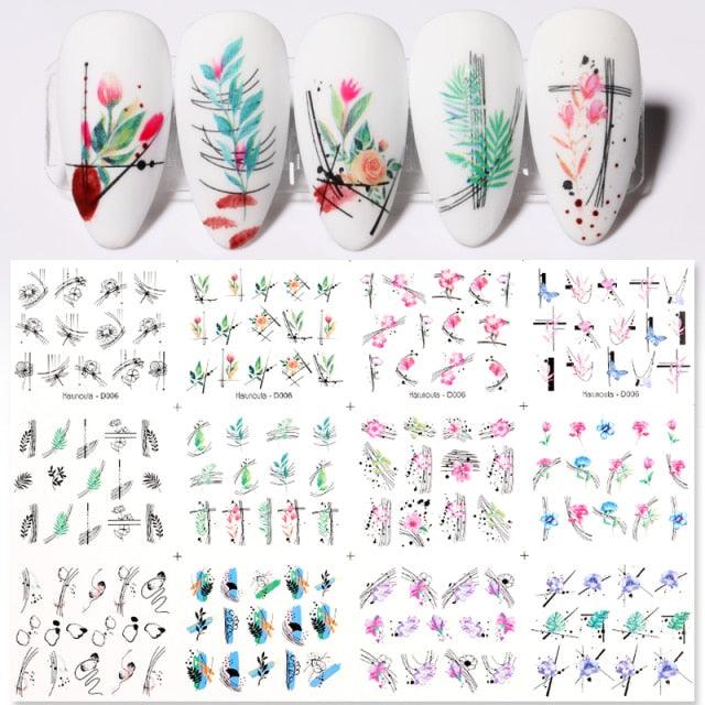 Colorful Wave Geometrics Shaped Water Decals Stickers For Nails Snake And Face Image Sliders Nail Art Decoration Decor Tip Transfer Nail Decals Sticker For Pretty Girl Self-Adhesive Nail Decals Designer Nail Stickers for Acrylic