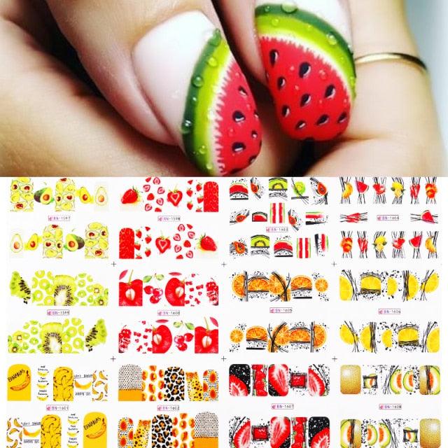 Colorful Wave Geometrics Shaped Water Decals Stickers For Nails Snake And Face Image Sliders Nail Art Decoration Decor Tip Transfer Nail Decals Sticker For Pretty Girl Self-Adhesive Nail Decals Designer Nail Stickers for Acrylic