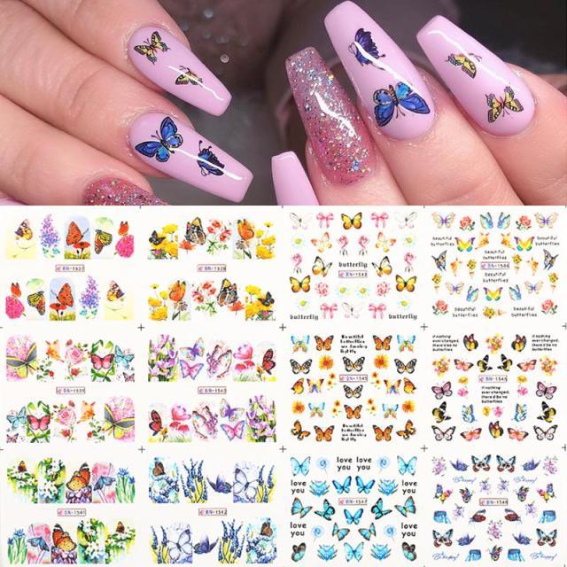 Colorful Wave Geometrics Shaped Water Decals Stickers For Nails Snake And Face Image Sliders Nail Art Decoration Decor Tip Transfer Nail Decals Sticker For Pretty Girl Self-Adhesive Nail Decals Designer Nail Stickers for Acrylic
