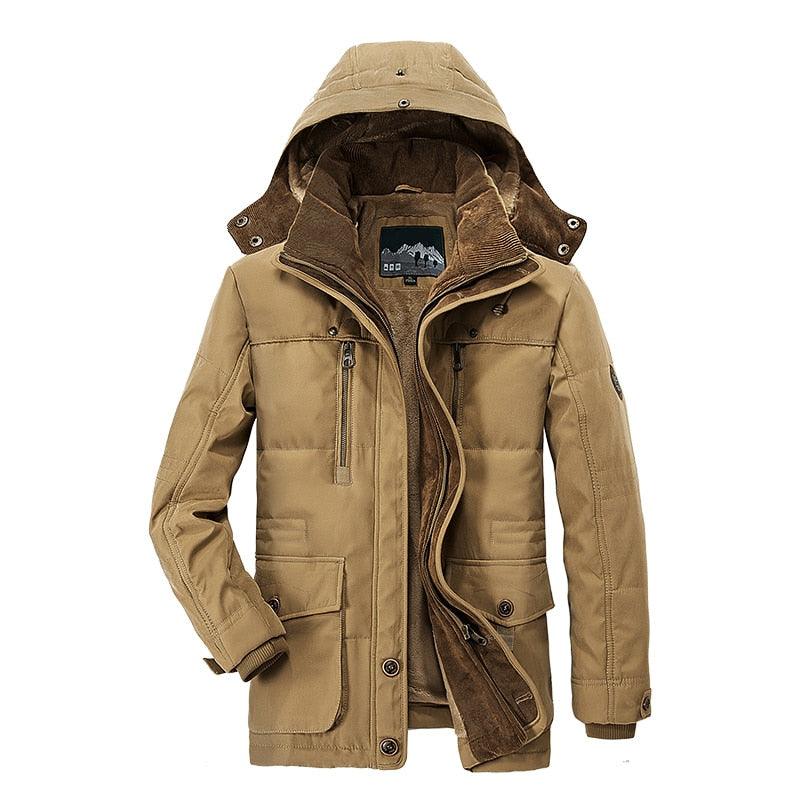 Comfortable Dark Blue Men's Casual Jacket Fashion Winter Male Thick Overcoat Stylish New Design Hooded Jacket Warm Winter Jacket For Men Soft Cotton Jackets Winter Snow Warm Jackets With Hood Stevvex