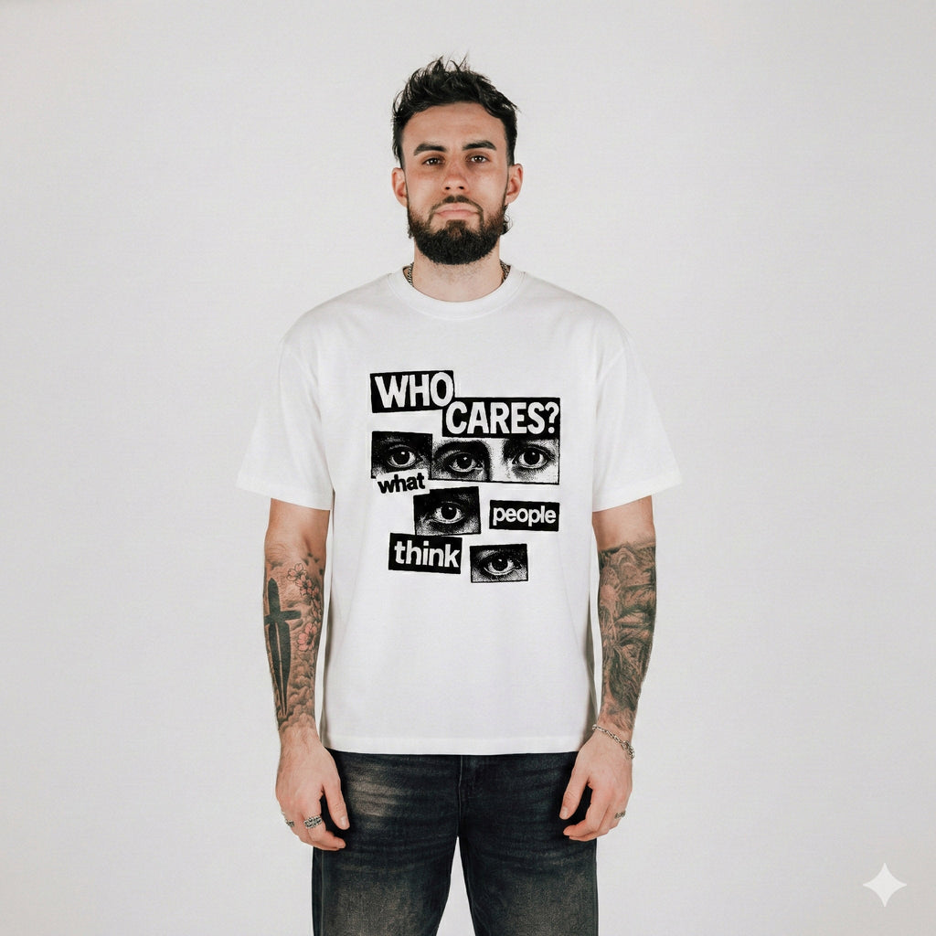 Compliments Who Cares White Vintage Shirt