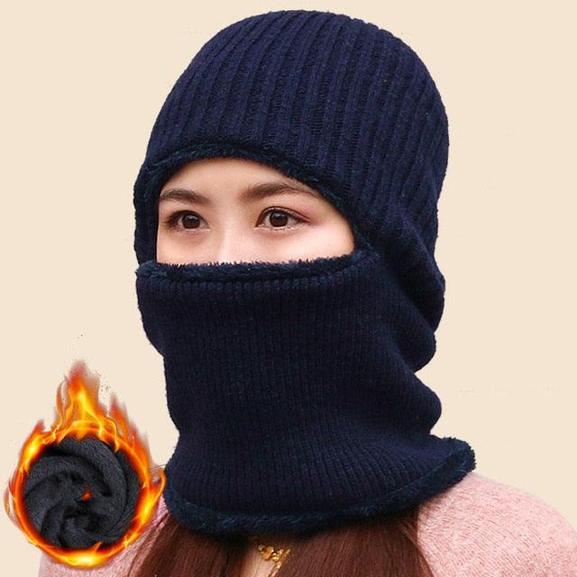 Coral Fleece Winter hat Beanies Hat Scarf Warm Breathable Wool Knitted Hat For women Double Layers Protection Cap Mask Scarf Hat Set Outdoor Sport Warm Beanies Hat For Men Knitted Hats Bandana Hiking Camping Kid Neck Warmer Cap Stevvex