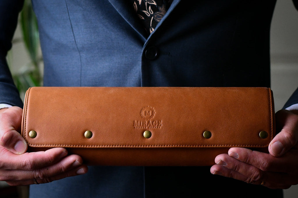 Luxury 4 Watch Travel Case | Full-Grain Cow Leather | Tawny Brown