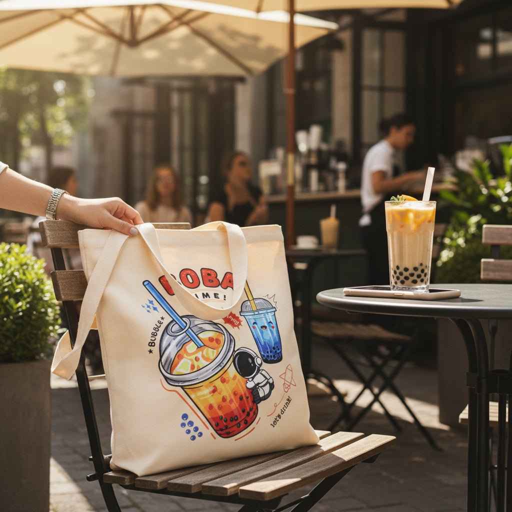 Bubble Tea Tote Bag Gift Set – Boba Bag with Keychain & Pin Dashing Nova