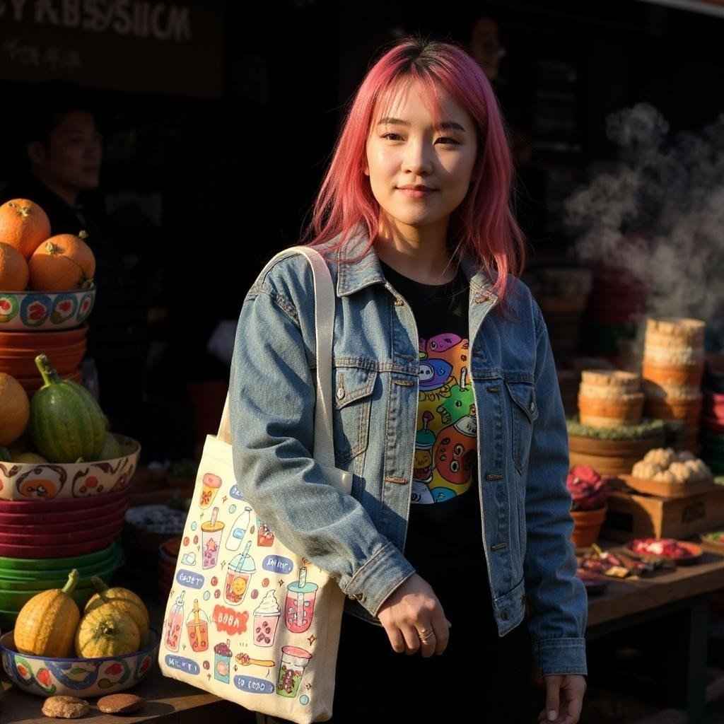 Bubble Tea Tote Bag Gift Set – Boba Bag with Keychain & Pin Dashing Nova