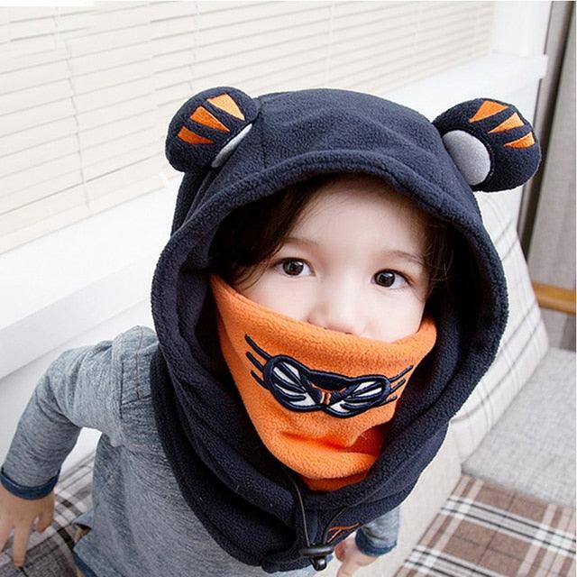 Cute Cartoon Children Winter Animal Bear Ski Masks Hats Kids Baby Thermal Fleece Balaclava Face Beanies Warmer Skellies Hats Kids Winter Fleece Warmer Balaclava Cap Thermal Tactical Military Helmet Windproof Full Face Mask Cover Ski Beanies Stevvex