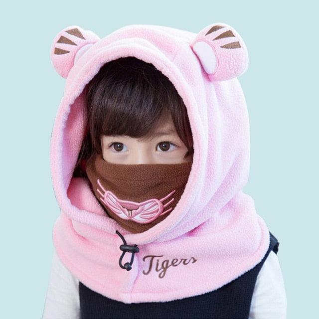 Cute Cartoon Children Winter Animal Bear Ski Masks Hats Kids Baby Thermal Fleece Balaclava Face Beanies Warmer Skellies Hats Kids Winter Fleece Warmer Balaclava Cap Thermal Tactical Military Helmet Windproof Full Face Mask Cover Ski Beanies Stevvex