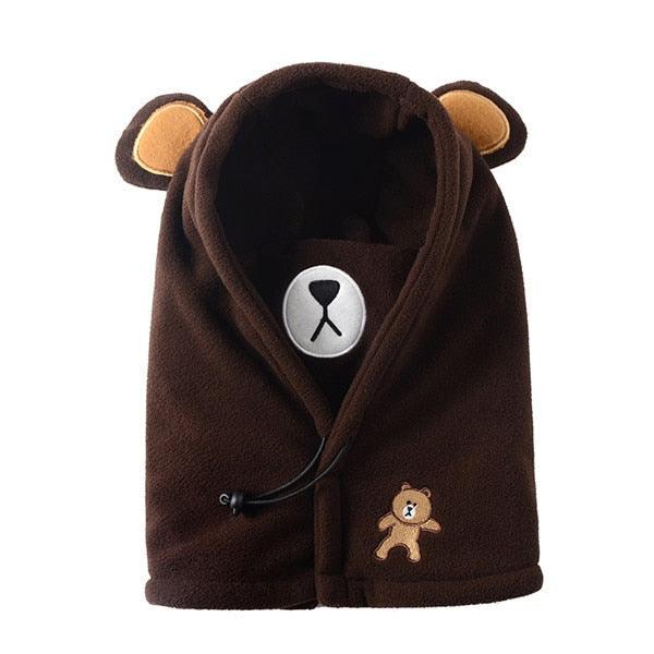 Cute Cartoon Children Winter Animal Bear Ski Masks Hats Kids Baby Thermal Fleece Balaclava Face Beanies Warmer Skellies Hats Kids Winter Fleece Warmer Balaclava Cap Thermal Tactical Military Helmet Windproof Full Face Mask Cover Ski Beanies Stevvex