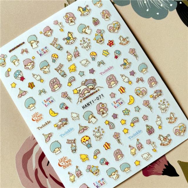 Cute rabbit Cute cat  Japanese Justice Girl 3D Back Glue Nail Sticker Nail Decoration Nail Art Nail Ornament Self Adhesive Nail Decals for Nail Art Decoration Including Hearts Stars Letters Bowknot Leaves Flowers Plants Fruits Butterflies for Woman
