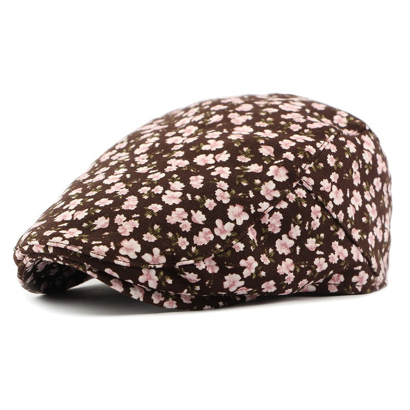 Personalized Ethnic Style Floral Beret Women's British Retro Corduroy FLIPSTYLEZLLC