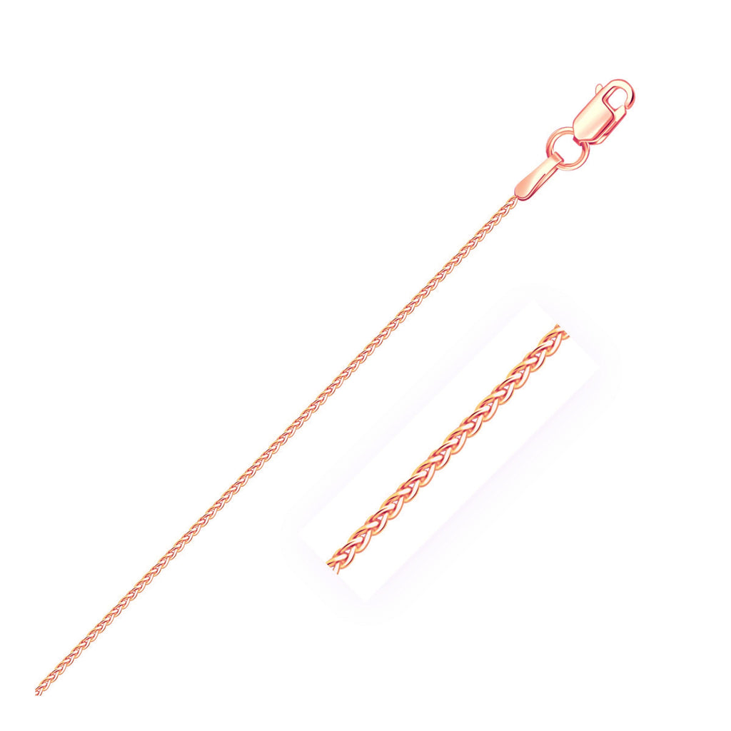 14k Rose Gold Round Wheat Chain (1.00 mm) Bids.com