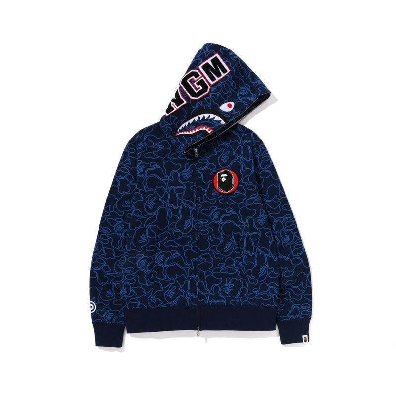 BAPE Line Camo Shark Full Zip Hoodie A Bathing Ape 'Navy' Banlieue91