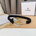 Chanel Logo Buckle Elastic Belt Leather with Metal and Crystals 'Black' Banlieue91