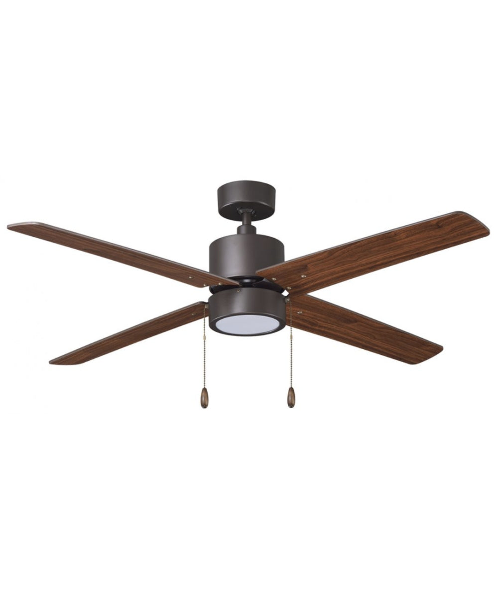 52" Aldea 4-Blade Ceiling Fan Oil Rubbed Bronze Motor Finish and Walnut Blade Finish with Integrated LED Light LampsUSA
