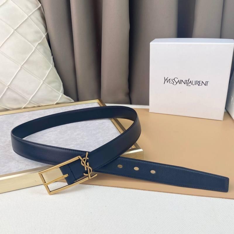 Saint Laurent Classic Monogram Square Buckle Belt Embossed Leather Banlieue91