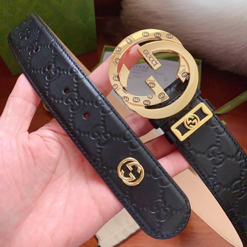 GUCCI Embellished coated-canvas and leather belt 'Black' Banlieue91